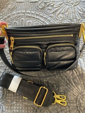 ‼️FLASH SALE‼️THINK ROYLN Double Trouble Crossbody Bag w/2 Straps in Pearl Black